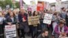 Thousands of anti-Trump protesters gathered in London’s Trafalgar Square ahead of a march down Whitehall to within shouting distance of the U.S. president as he held talks with Theresa May, Britain’s outgoing prime minister, in London, June 4, 2019.