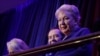 FILE - In this Nov. 9, 2016 file photo, federal judge Maryanne Trump Barry, older sister of Donald Trump, sits in the balcony during Trump's election night rally in New York.