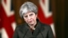 Britain's Prime Minister Theresa May during a press conference in 10 Downing Street, London, April 14, 2018. May says the need to act quickly and protect “operational security” led her to strike Syria without a prior vote in Parliament. 