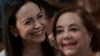 La líder opositora, María Corina Machado, junto a Corina Yoris, designada candidata presidencial de la Plataforma Unitaria de la oposición por unanimidad. 