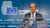 European Council President Donald Tusk speaks during a media conference after an EU summit in Brussels, Dec. 18, 2014. 