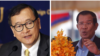 រូបឯកសារ៖​ លោក សម រង្ស៊ី (ឆ្វេង)​ អតីតមេដឹកនាំគណបក្សសង្គ្រោះជាតិដែលត្រូវបានតុលាការរំលាយ និងលោកនាយករដ្ឋមន្ត្រី ហ៊ុន សែន។ (រូបថត៖ AP/Reuters)