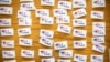 "I Voted" stickers cover a table at a polling station during the North Carolina primary on Super Tuesday in Charlotte, North Carolina, March 3, 2020. 