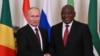 Shugaban kasar Russian Vladimir Putin da shugaban kasar Afirka ta Kudu Cyril Ramaphosa
