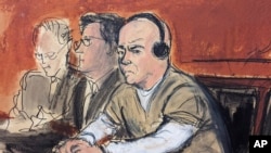 En esta ilustración, el general retirado venezolano Cliver Antonio Alcalá Cordones, derecha, comparece en una corte federal en Nueva York, 18 de enero de 2024. 