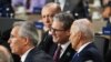 US President Joe Biden (R) speaks with UK Prime Minister Keir Starmer as Turkish President Recep Tayyip Erdogan looks on during a Working Session of the NATO Summit at the Walter E. Washington Convention Center in Washington, DC, July 11, 2024. (Photo by 