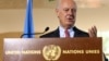 FILE - U.N. Special Envoy for Syria Staffan de Mistura speaks at a news conference at the United Nations in Geneva, Switzerland, Sept. 9, 2016.