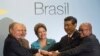 BRICS ခေါင်းဆောင်များ။ ဝဲမှယာ - ရုရှားသမ္မတ ဗလာဒီမီယာ ပူတင်၊ အိန္ဒိယဝန်ကြီးချုပ် နေရိန်ဒရာ မိုဒီ၊ ဘရာဇီးလ် သမ္မတ ဒီလ်မာ ရူးဆက်ဖ်၊ တောင်အာဖရိက သမ္မတ ဂျက်ကော့ဘ် ဇူးမား။ ဇူလိုင် ၁၅၊ ၂၀၁၄။