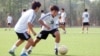 지난 6월 북한 여자축구 선수들의 훈련 모습을 조선중앙통신이 보도했다. (자료사진)