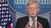 U.S. National Security Adviser John Bolton answers questions from reporters after announcing that the U.S. will withdraw from the Vienna protocol and the 1955 "Treaty of Amity" with Iran in the White House briefing room in Washington, Oct. 3, 2018.