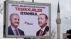A poster displayed in Istanbul thanks voters for a victory in a premature celebration by Turkish President Recep Tayyip Erdogan's AKP party. 
