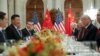 President Donald Trump and China's President Xi Jinping lead their respective delegations during their bilateral meeting at the G-20 Summit, Dec. 1, 2018, in Buenos Aires, Argentina.