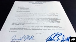Esta es la carta que enviaron a Robert Mueller el comité judicial y de inteligencia de la Cámara de Representantes solicitando su testimonio.