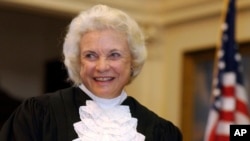 FILE - Supreme Court Justice Sandra Day O'Connor is shown in Austin, Texas, on Jan. 6, 2003. O'Connor, who died Dec. 1, will lie in repose in the court's Great Hall, Dec. 18, 2023. 