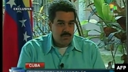 Television image shows Venezuelan Foreign Minister and Vice President Nicolas Maduro during an interview in Havana, Jan. 1, 2013.