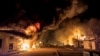 A local market burns after Russian strike in Mykolaiv, Ukraine, Oct. 15, 2024. 