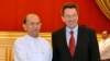 Burma's President Thein Sein with the International Committee of the Red Cross (ICRC) President Peter Maurer during their meeting at Presidential residence in Naypyitaw, Burma, January 14, 2013. 