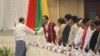 NCAပါ နိုင်ငံရေးဆွေးနွေးမှုဆိုင်ရာ မူဘောင် သဘောတူညီချက်အား နိုင်ငံတော်သမ္မတထံ ဒီကနေ့ ပေးအပ် (Photo- Myanmar President office)