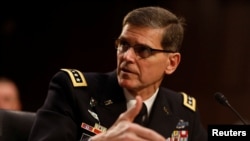 General del Ejército, Joseph Votel, jefe del Comando Central de EE.UU., durante su testimonio en la Comisión de Servicios Armados del Senado. Marco 9, 2017. 