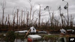 Vista de los daños ocasionados por el paso del huracán Michael por Panama City, Florida. (AP Foto/Gerald Herbert)