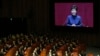 FILE - South Korean President Park Geun-hye delivers her speech on the government's 2014 budget proposal during a plenary session at the National Assembly in Seoul.