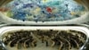 FILE - The United Nations Human Rights Council session hall is seen in Geneva, Switzerland, June 6, 2017.