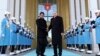 Turkey's President Recep Tayyip Erdogan, right, welcomes Pakistan's Prime Minister Imran Khan to Ankara, Turkey, Friday, Jan. 4, 2019. The two expected to discus bilateral and regional issues.
