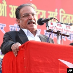 Former PM of Nepal, Pushpa Kamal Dahal, better known as Maoist Party chairman Prachanda, addresses a May Day rally in Kathmandu