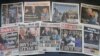 A selection of the front pages of British national newspapers on sale in London, Jan. 21, 2021, showing the headlines following the inauguration of President Joe Biden.