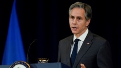 El secretario de Estado de Estados Unidos, Antony Blinken, y el canciller de Ucrania, Dimitri Kuleba, ofrecen una conferencia de prensa en Washington DC, el 22 de febrero de 2021.