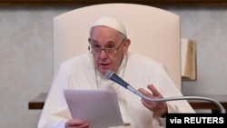 El papa Francisco durante su audiencia general en el Vaticano el 28 de abril de 2021.