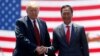 FILE - U.S. President Donald Trump shakes hands with Foxconn Chairman Terry Gou during a groundbreaking at Foxconn's new site in Mount Pleasant, Wis., June 28, 2018.