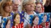 People rally in support of Lyudmyla Kozlovska, a Ukrainian activist banned from the entire Schengen zone due to a Polish request, in Warsaw, Poland, on Aug. 23, 2018.