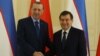 Turkiya Prezidenti Rajab Toyib Erdog'an (chapda) O'zbekiston rahbari Shavkat Mirziyoyev bilan, Toshkent, 2016-yil.