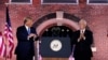 President Donald Trump walks to the stage after Vice President Mike Pence delivered a speech on the third day of the Republican National Convention at Fort McHenry National Monument and Historic Shrine in Baltimore, Aug. 26, 2020.