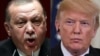 FILE - This combination photo shows Turkish President Recep Tayyip Erdogan, left, delivering a speech in Ankara, Jan. 26, 2018; and U.S. President Donald Trump in the East Room of the White House, July 30, 2018.