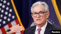 El presidente de la Reserva Federal de EEUU, Jerome Powell, se dirige a los periodistas durante una conferencia de prensa en el Edificio de la Reserva Federal en Washington, el 1 de febrero de 2023. 