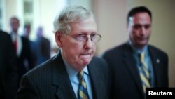 El líder de la mayoría republicana en el Senado, Mitch McConnell, hizo el anuncio en su Conferencia de Prensa semanal. 14 de Enero 2020.