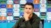 Cristiano Ronaldo yayin wani taron manema labarai (Foto: UEFA via REUTERS)