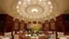 Workers prepare the venue for the upcoming ASEAN Summit at the new Brunei's Prime Minister's Office in Bandar Seri Begawan, April 23, 2013. 
