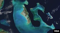 FILE - The Bahama Banks are submerged carbonate platforms that make up much of the Bahama Archipelago (NASA).