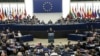 FILE - French President Emmanuel Macron addresses the European Parliament in Strasbourg, France, April 17, 2018.