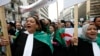 Algerian lawyers rally, March 23, 2019, to demand the departure of ailing 82-year-old Algerian President Abdelaziz Bouteflika at the end of his term scheduled for April 28, 2019. 