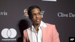 FILE - A$AP Rocky arrives at Pre-Grammy Gala And Salute To Industry Icons at the Beverly Hilton Hotel on Feb. 9, 2019, in Beverly Hills, Calif. 