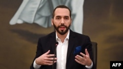 El presidente de El Salvador, Nayib Bukele, durante un acto oficial en San Salvador, el 22 de febrero de 2021.
