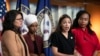 U.S. Rep. Alexandria Ocasio-Cortez, D-N.Y., speaks as, from left, Rep. Rashida Tlaib, D-Mich., Rep. Ilhan Omar, D-Minn., and Rep. Ayanna Pressley, D-Mass., listen during a news conference at the Capitol in Washington, July 15, 2019.