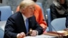 U.S. President Donald Trump, representing the United States as current President of the United Nations Security Council, bangs the gavel to open the U.N. Security Council meeting at the 73rd session of the United Nations General Assembly at U.N. headquarters in New York, Sept. 26, 2018.
