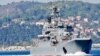 The Russian Navy's large landing ship Novocherkassk transits Istanbul's Bosphorus