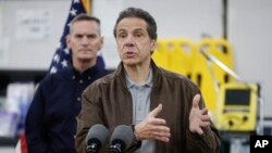New York Gov. Andrew Cuomo speaks during a news conference at the Jacob Javits Center, March 23, 2020, in New York.