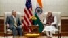 Secretary of State Rex Tillerson listens to Indian Prime Minister Narendra Modi during their meeting at the Prime Minister's residence in New Delhi, India, Oct. 25, 2017.